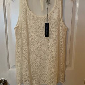 Michael Brandon creamy lace sheer blouse